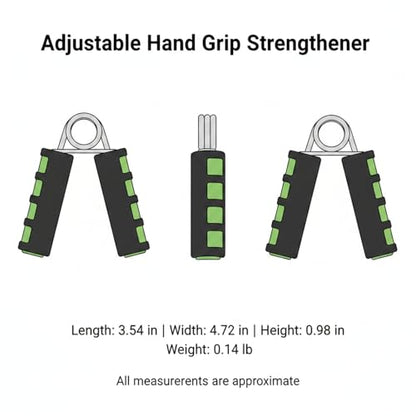 Adjustable Hand Grip Strengthener with Ergonomic TPE Foam Handles for Forearm & Finger Exercise - color: Green