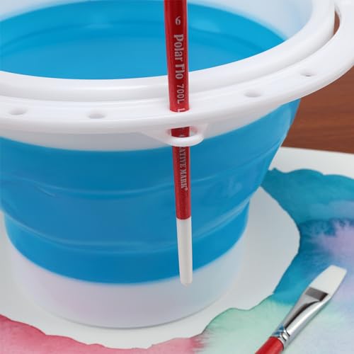 Creative Mark Collapsible 1.5L Water Bucket for Artists - Durable Foldable Bucket, Scalloped Rim, Built-in Agitator, Space-Saving & Easy to Wash, Ideal for Painters, Teachers & Students - size: 1.5L Bucket