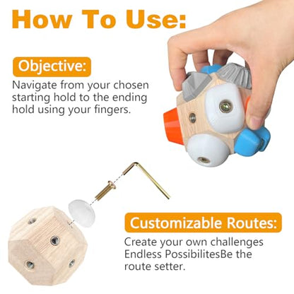 Handmade Bouldering Block, 3D Rock Texture Climbing Finger Strengthener & Grip Trainer with Dice Game Rules, Premium Desk Toy & Rock Climbing Gift for Climbers (Put Gym in Your Pocket)