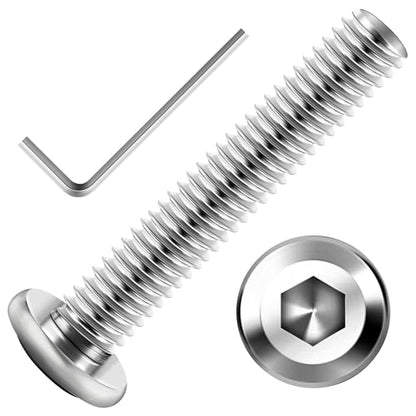 Mywish M6 x 35mm 20Pcs Flat Head Hex Socket Cap Screws Bolts, 304 Stainless Steel Furniture Bolts Full Thread, Bright Finish & Hex Spanner - color: Silver-M6, size: 35mm