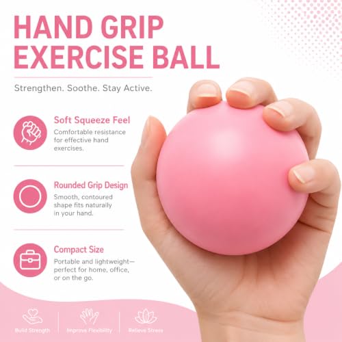 Hand Exercise Grip Ball, Finger Strengthener, Wrist and Hand Training Tool for Sports and Fitness - color: Pink