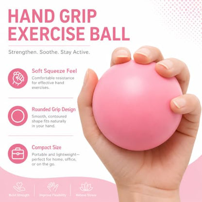 Hand Exercise Grip Ball, Finger Strengthener, Wrist and Hand Training Tool for Sports and Fitness - color: Pink