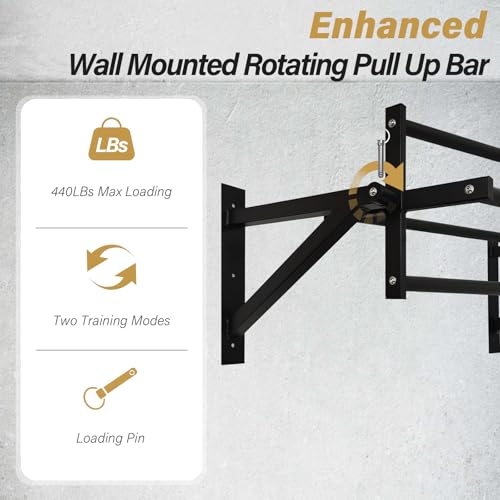 Wall Mounted Pull Up Bar Multifunctional Chin Up bar for Home Gym | Heavy Duty Multifunctional,Power Tower Set,Training Equipment Fitness Dip Stand,Supports to 440 Lbs - color: Climbing Pull Up Bar