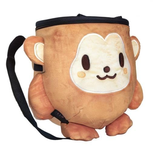 Chalk Bag for Rock Climbing - Bouldering Chalk Bucket with Quick-Clip Belt, Zipper Pocket and Brush Holder - style: Monkey