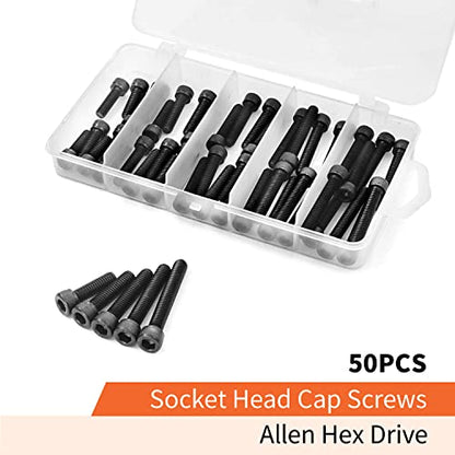 M6 x 20mm 25mm 30mm 35mm 40mm Hex Socket Head Cap Screws Bolts 12.9 Grade Alloy Steel, Black Oxide Finish, Metric Allen Hex Drive, Machine Fully Threaded, Assortment Kit 50PCS - size: M6 x 20/25/30/35/40mm (50PCS)