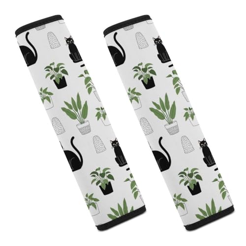2 Pack Funny Black Cat Plant Garden Seat Belt Cover Universal Fit Shoulder Harness Cover for Girls and Boys, Car Seats Pushchair Strollers High Chair Pushchair - color: Pattern 1154