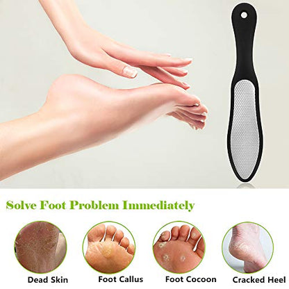 BEZOX Foot File (1 PCS), Double Sided Foot Scraper Callus Remover, Foot Rasp for Cracked Heel and Foot Corn Removal, Stainless Steel Pedicure File W/Cloth Storage Bag - style: Black
