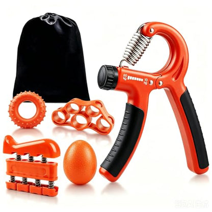 Hand Grip Strengthener Set Resistance Gripper for Forearm Training Adjustable Carpal Tunnel Rehab, Climbing, Weightlifting - color: Orange