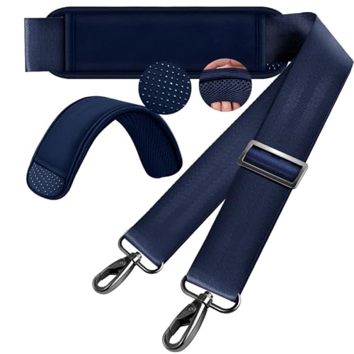 Hseok 60 Inch Shoulder Strap, Ultra-Thick and Padded with Metal Swivel Hooks for Laptop Messenger and Crossbody Canvas Bags - color: Dark Blue