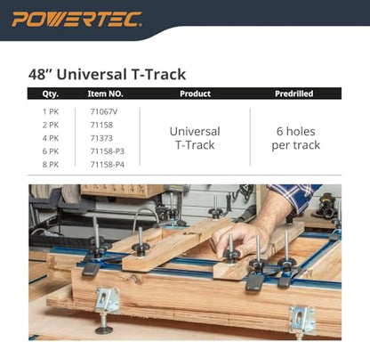 POWERTEC 71609V 3" T-Track Intersection Kit with Predrilled Mounting Holes, for Universal T Track, T Track Accessories for Woodworking Jigs and Fixtures - size: Intersection kit, 1 Set