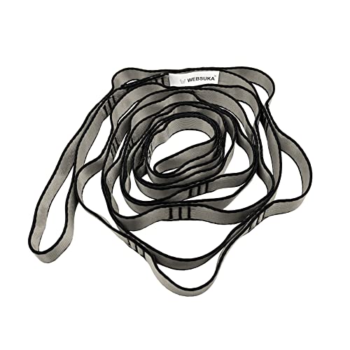 Aerial Yoga Hammock Daisy Chains Strap, Strong 22kN Adjustable with 10 Loops, No Stretch, Climbing Strap Nylon Chain Sling FOR Aerial Yoga,Swing, Hammock, Suspension, Exercise - color: Grey