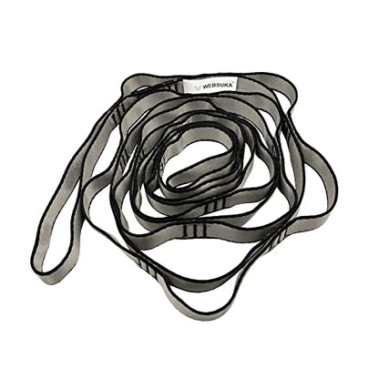 Aerial Yoga Hammock Daisy Chains Strap, Strong 22kN Adjustable with 10 Loops, No Stretch, Climbing Strap Nylon Chain Sling FOR Aerial Yoga,Swing, Hammock, Suspension, Exercise - color: Grey