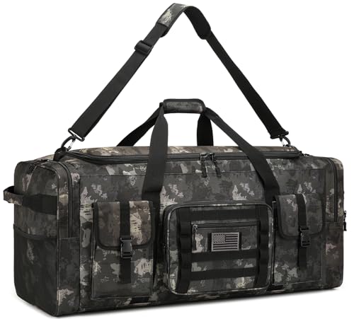 135L 37" Extra Large Duffle Bag for Men - Heavy Duty Duffle Bag for Travel with Adjustable Shoulder Strap Sports Gym Equipment Bag for Soccer/Baseball/Basketball/Hockey - color: Black CM