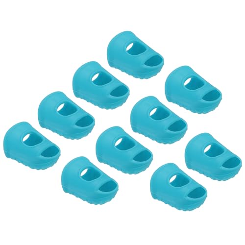 Finger Tips Anti Slip Fingertip Protector, 20 Pack 28mm Silicone Finger Guard for Paper Sorting Sewing Guitar Playing, Light Blue M Size