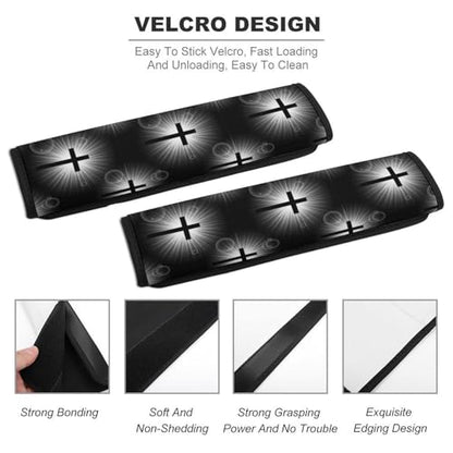 2PCS Black Cross Christian Seat Belt Cover Soft Padded Neck Strap Covers for Kids, All Vehicles, Comfortable Driving - color: Pattern 1217