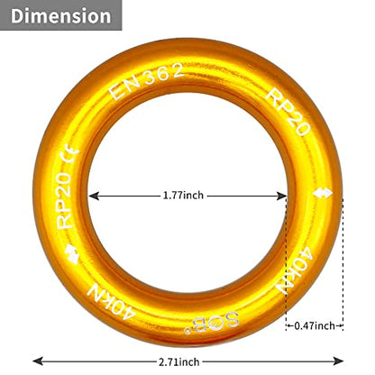 SOB Aluminum Alloy Rappel Ring Equipment Climbing Belay Rappel O-Ring Connection Ring for Rock Climbing, Arborist, Rescue, Hammock Slackline Tension, Set of 2