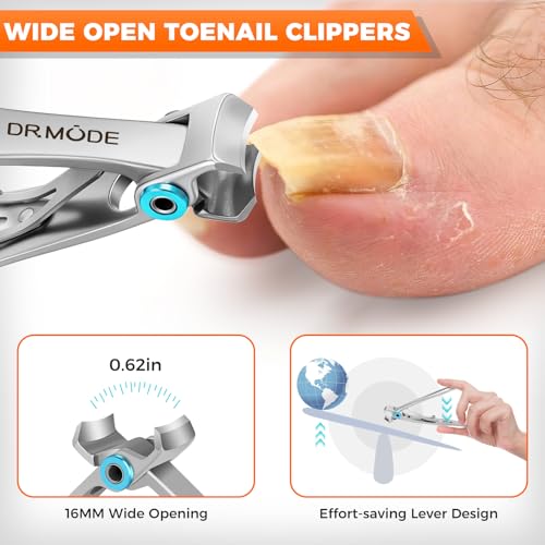 Toenail Clippers for Thick Nails for Seniors, Angled Head Large Toe Nail Clippers for Men with Catcher, Heavy Duty Wide Opening Fingernail Clippers Nail Cutter- Silver - style: Silver Wide Opening & Angled Head