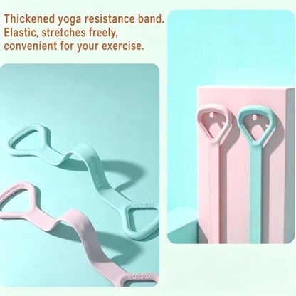 Figure 8 Resistance Band, Arm Back Shoulder Exercise Elastic Rope Stretch Fitness Band, Foot, Leg, Hand Stretcher, Arm Exerciser for Yoga Pilates Stretching Physical Therapy, Home Gym Workout - color: blue