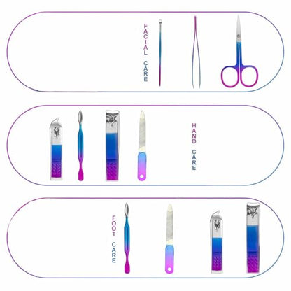 Manicure Set Nail Clipper Set Women Men Nail Clipper Travel Manicure Kit | Personal Nail Care Tools with Case Fingernail Clippers Manicure Pedicure Tools Grooming Kit Gifts for Women Men Teen Family - color: Rainbow