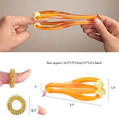 eyxformula 2 Finger Massager Roller & 5 Acupressure Rings - Arthritis Pain Relief & Trigger Finger Therapy Tool - Manual Hand Circulation Massagers for Carpal Tunnel, Rock Climbing Recovery & Gifts