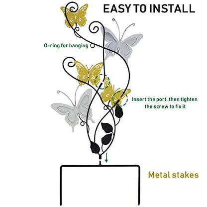 Juegoal 28 Inch Butterfly Garden Stake Decor Metal Wall Art Decoration, Mothers Day Ideal Gifts for Mom, Yard Outdoor Ornaments - style: Butterfly
