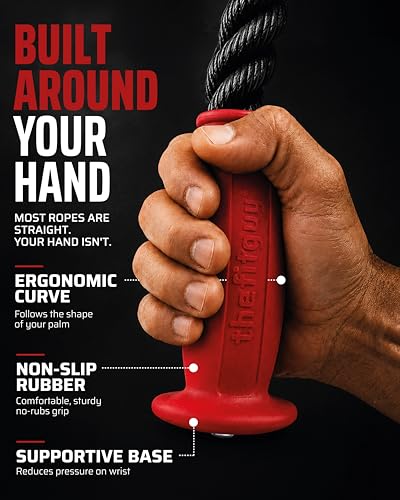 THEFITGUY Ergonomic Tricep Rope - Non-Slip Cable Machine Attachment | 30in length for pushdowns, lat pulldowns, curls and face pulls; wrist-friendly grip for home or commercial gyms