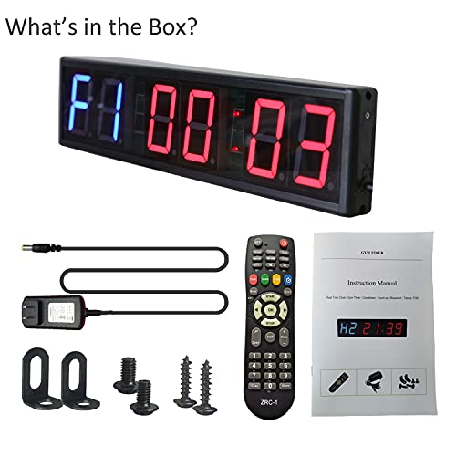 Large Interval Gym Clock for Workouts Size 20x4.7in. Operated by Remote Control