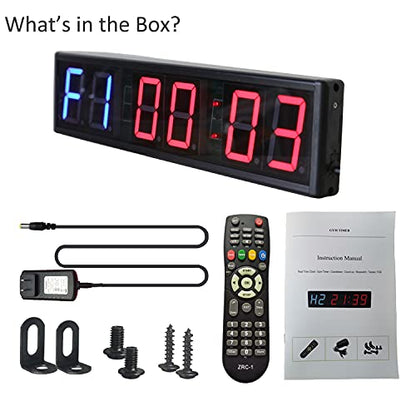 Large Interval Gym Clock for Workouts Size 20x4.7in. Operated by Remote Control