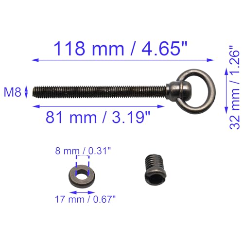 2 PCS Swivel Mirror Mounting Bolt M8 Antique Brass Mirror Frame Screws for Retro Rotating Mirrors - size: 118 MM / 4.65 IN
