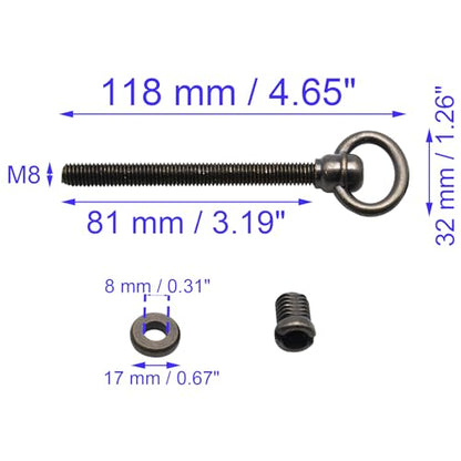 2 PCS Swivel Mirror Mounting Bolt M8 Antique Brass Mirror Frame Screws for Retro Rotating Mirrors - size: 118 MM / 4.65 IN