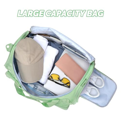 MAXTOP Gym Bag for Women Men Travel Duffle Bag Large Capacity Carry On Weekender Overnight Bag With Shoe Compartment Gym Tote Dry Wet Separation Duffel Bag for Travel - color: Matcha Green, style: Gym Bag