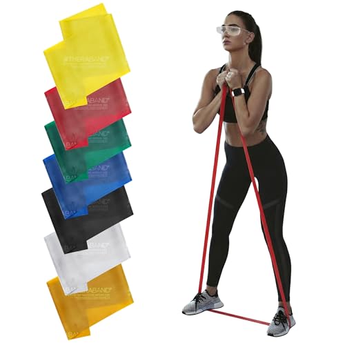 THERABAND Professional Latex Resistance Band Set, Pack of 7, 6 Ft | Professional TheraBand equipment for exercise, physical therapy, fitness and at-home workouts - color: Multi-Set - Seven Color Set, size: 7 Count