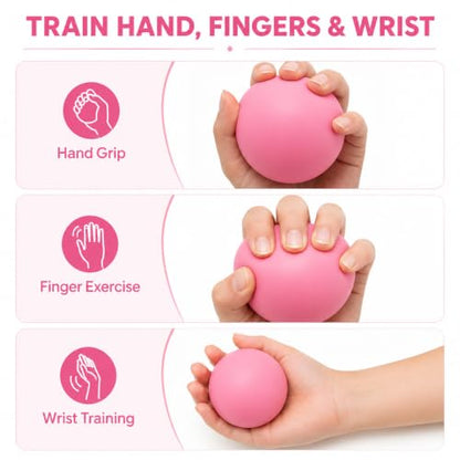 Hand Exercise Grip Ball, Finger Strengthener, Wrist and Hand Training Tool for Sports and Fitness - color: Pink