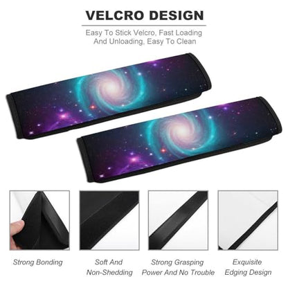 2 Pack Universe Outer Space Blue Purple Starry Sky Night Pattern Car Seat Straps Shoulder Pads Soft Padded Seat Belt Cushion for Kids, All Vehicles, Pressure Relief - color: Pattern 917