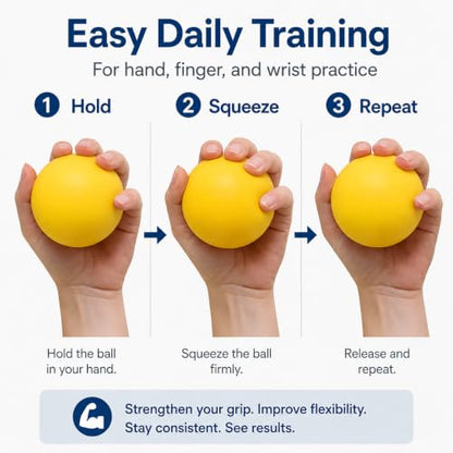 Hand Exercise Grip Ball, Finger Strengthener, Wrist and Hand Training Tool for Sports and Fitness - color: Yellow