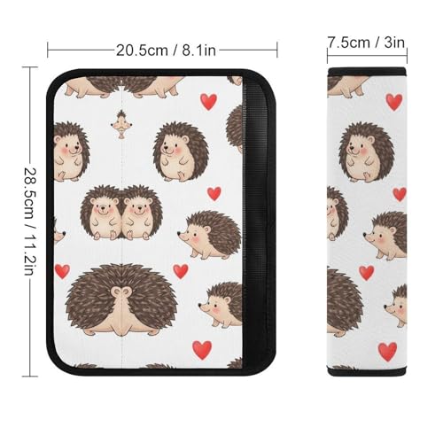 1 Pair Universal Soft and Comfortable Seat Belt Shoulder Pad for Kids, Stroller Pushchair High Chair, Cute Hedgehog Pink Hearts Shoulder Protector, Anti-Slip Pad - color: Pattern 648