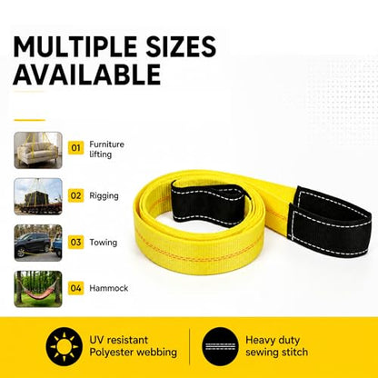 2-Pack 2" x6.5ft Lift Sling Web Straps Heavy Duty Polyester | 13,000lbs capacity. Feature abrasion resistant wear guard ends. Ideal for lifting furniture, appliances & heavy loads. - style: 2pk 2in x 6.5 ft