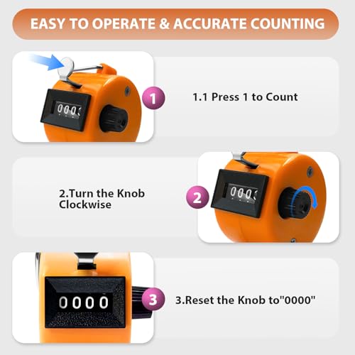 6 Pack Clicker Counter, Hand Tally Counters, 4 Digit Display Clicker | with Black Nylon Lanyard, Pitch Counter for Knitting, Coaching, Golf, Lap, Fishing, Umpire, Baseball, Row Sport - color: Candy Color