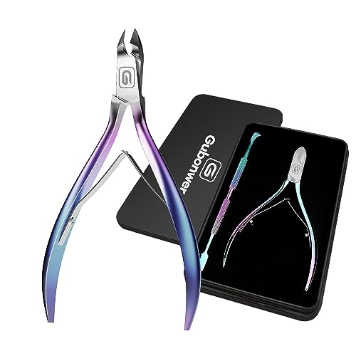 Cuticle Trimmer 3/4 Jaw Extremely Sharp Cuticle Nippers Scissors Stainless Steel Clippers Cutter Remover Pedicure Manicure Nail Tool, cuticle pusher, nail cuticle trimmer professional cuticle cutter - color: Cuticle Nippers+cuticle Pushers/Colorful-b