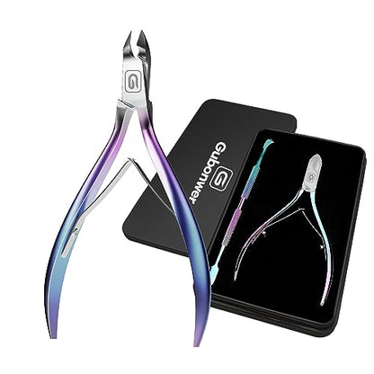Cuticle Trimmer 3/4 Jaw Extremely Sharp Cuticle Nippers Scissors Stainless Steel Clippers Cutter Remover Pedicure Manicure Nail Tool, cuticle pusher, nail cuticle trimmer professional cuticle cutter - color: Cuticle Nippers+cuticle Pushers/Colorful-b
