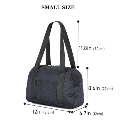 Mini Gym Bag for Women Girls, 12 inch Small Gym Tote, Lightweight Small Carry On Duffle Bag for Travel Sports - color: Black