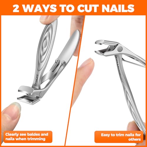 Toenail Clippers for Thick Nails for Seniors, Angled Head Large Toe Nail Clippers for Men with Catcher, Heavy Duty Wide Opening Fingernail Clippers Nail Cutter- Silver - style: Silver Wide Opening & Angled Head