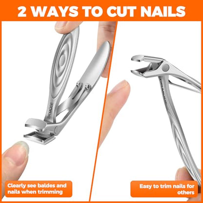 Toenail Clippers for Thick Nails for Seniors, Angled Head Large Toe Nail Clippers for Men with Catcher, Heavy Duty Wide Opening Fingernail Clippers Nail Cutter- Silver - style: Silver Wide Opening & Angled Head