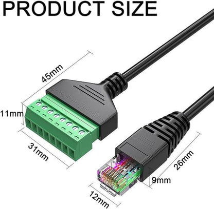10Pcs 1ft RJ45 Male to 8Pin Screw Terminal Adapter for CCTV DVR | 8P8C RJ45 Male Plug, Solderless Screw Terminals, 1 Feet Extender, Cat5/5e/6 Compatible, CCTV DVR Network Wiring - size: RJ45 Male Connector (10PCS)