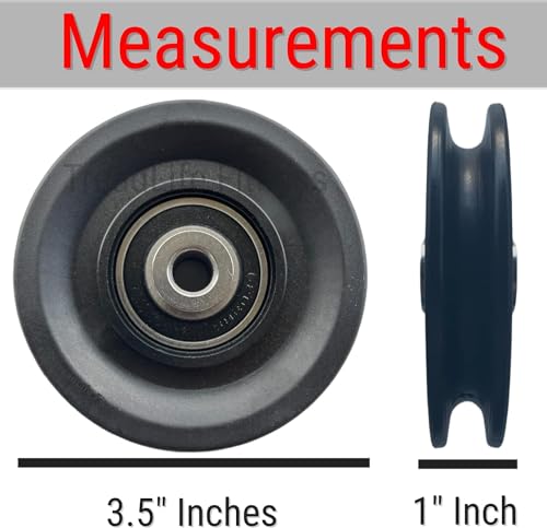 TreadLife Fitness Universal Pulley Wheel w/Gym Grade Bearings | Replacement for Cable Pulley System Gym | Heavy Duty Cable Machine Attachment | 3.5" or 4.5" - color: 3.5" Black