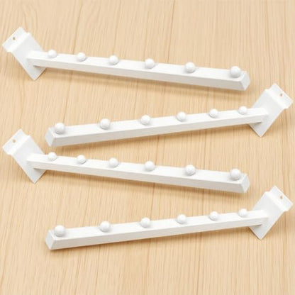 14 Pcs 15.7 Inch 6 Ball Waterfall Slatwall Hooks Metal Slat Wall Hanging Board Accessories Heavy Duty Pegs Panel Display for Clothing Retail Shop Garage (White)