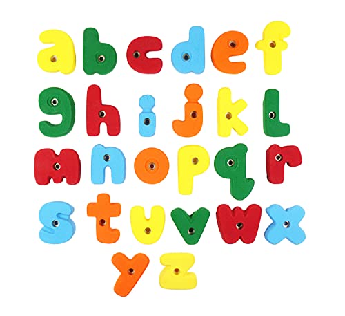 Atomik Rock Climbing Holds Medium Bolt-On Alphabet Set in Assorted Bright Tones