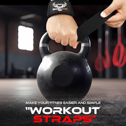 BEAST RAGE Lifting Wrist Straps for Weightlifting, Straps Gym Grip Power Workouts Lifting Straps Padded Neoprene & Premium Cotton Men Women, Deadlift Bodybuilding Exercise Lifting Straps - color: Black