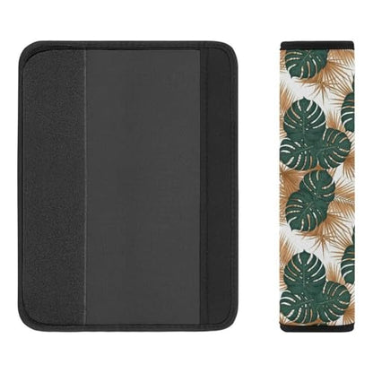 Breathable Seat Belt Shoulder Pad for Adults and Children, Stroller Pushchair High Chair, 2 Pack Green Gold Palm Leaves Tropical Neck Strap Covers Easy Install (No Tool) - color: Pattern 1174