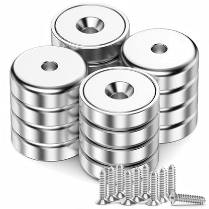 VNDUEEY Magnets with Holes, Strong Rare Earth Magnets, 16 Pack 60LBS Neodymium Cup Magnet with Stainless Screws for Wall Mounting, Round Base Disc Magnet for for Kitchen, Office, Workplace, DIY Craft - size: 16 Pack 60LBS